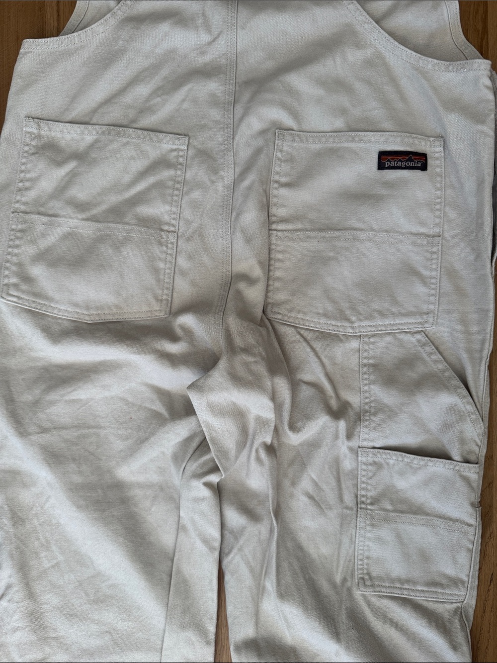 Patagonia Tan All Seasons Hemp Canvas Bib Overalls- Women's large - Picture 4 of 6